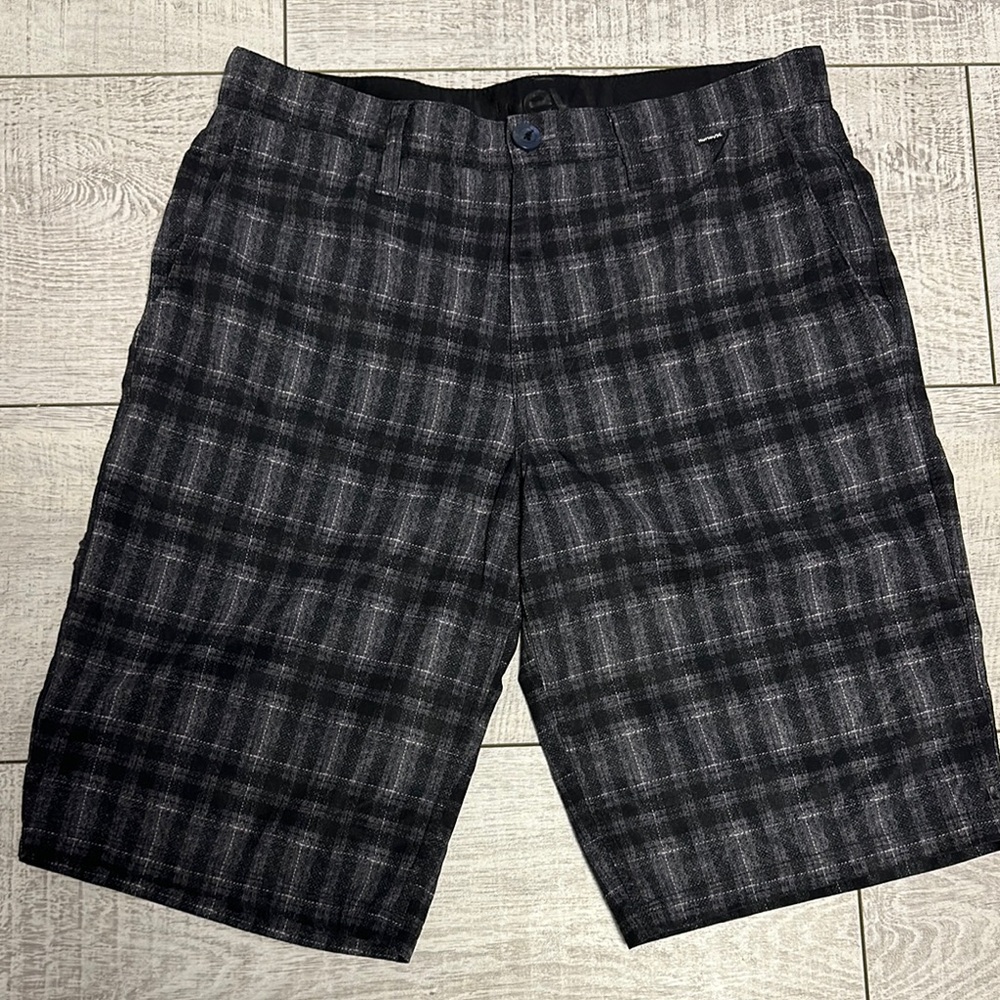 Hurley Men's Black Plaid Shorts